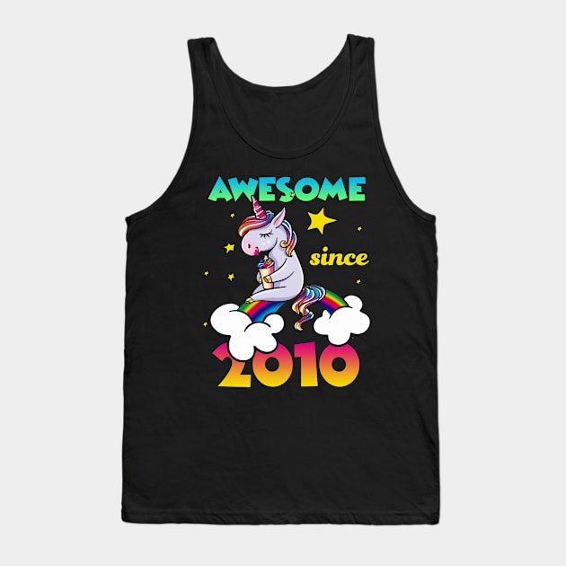 Cute Awesome Unicorn Since 2010 Rainbow Gift Tank Top by saugiohoc994